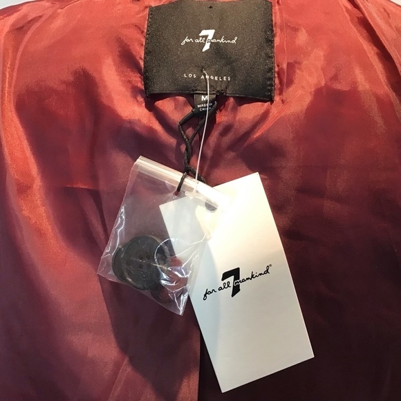 7 For All Mankind Double Breasted maroon/burgundy plaid wool blend blazer M NWT - Picture 12 of 12